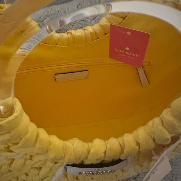 Kate Spade Yellow and White Woven Tote - Picture 2 of 4